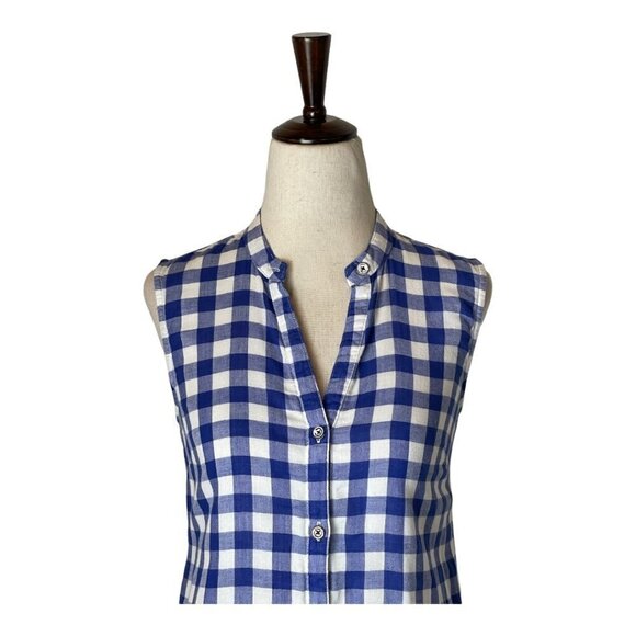 Tommy Bahama Blue And White Gingham Print Button Front Sleeveless Dress Size XXS - Picture 4 of 11